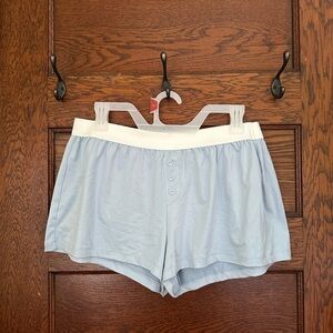 Light Blue Button-Front Shorts
